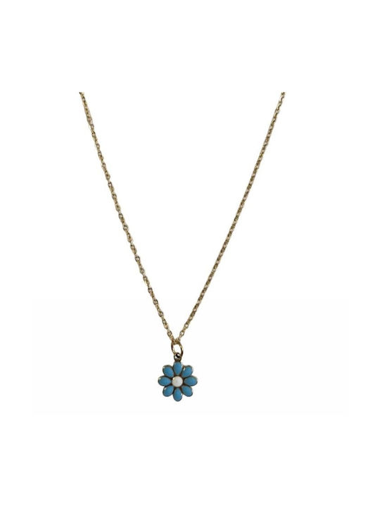 Kostibas Fashion Necklace with design Flower from Gold Plated Steel