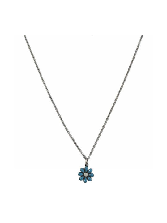 Kostibas Fashion Necklace with design Flower from Gold Plated Steel