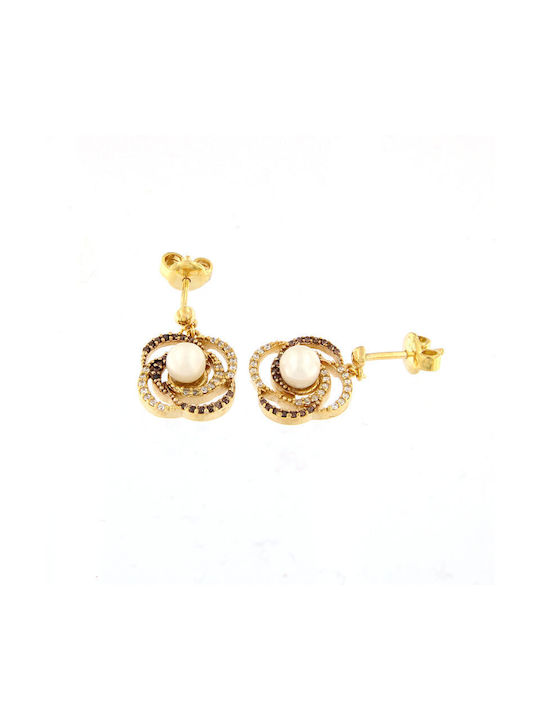 Al'Oro Earrings made of Gold 9K with Stones & Pearls