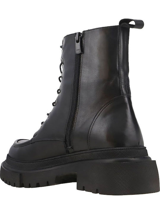 Leder Stiefeletten Damen Schwarz