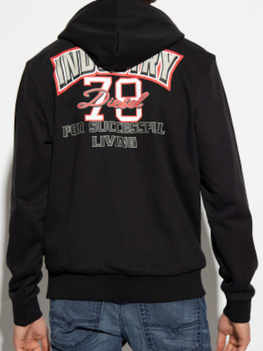 Diesel Men's Sweatshirt with Hood and Pockets Black