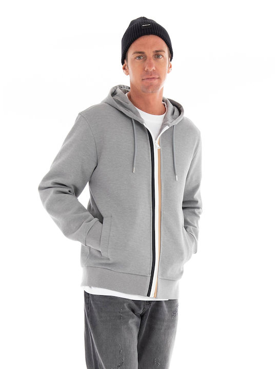 Hugo Boss Men's Sweatshirt Jacket with Hood and Pockets Gray