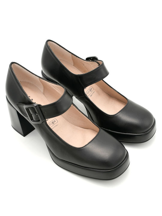 Hispanitas Leder Pumps mit Riemchen Schwarz