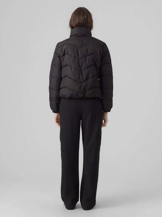 Liga Women's Short Puffer Jacket for Spring or Autumn Black