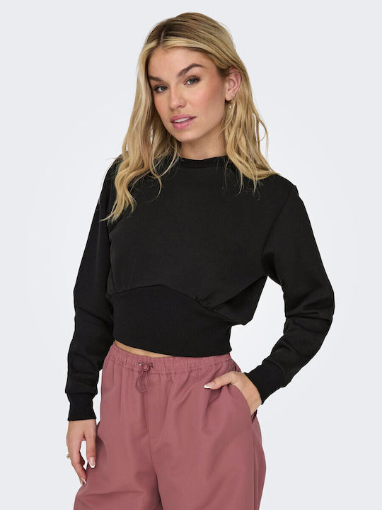 Gekürzt Damen Sweatshirt Schwarz