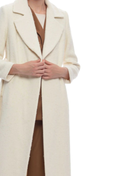 Women's Beige Coat with Buttons