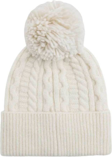 Pom Pom Beanie Γυναικείος Σκούφος Πλεκτός σε Λευκό χρώμα
