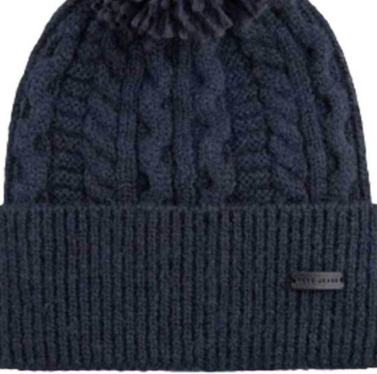 Pom Pom Beanie Γυναικείος Σκούφος Πλεκτός σε Μπλε χρώμα