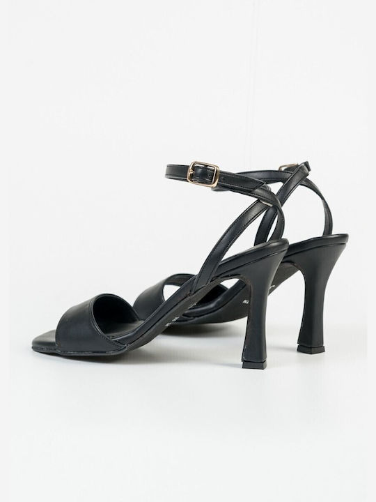 Arte Piedi Leder Damen Sandalen mit hohem Absatz in Schwarz Farbe