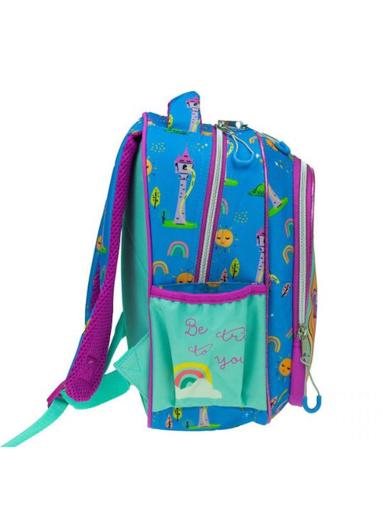 Gim Princess Rapunzel School Bag Backpack Kindergarten Light Blue with Water Bottle Holder