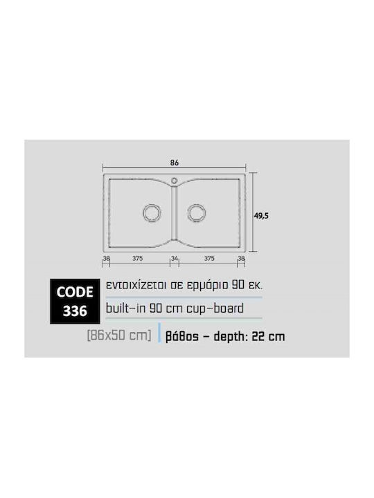 Sanitec Classic Drop-In Spüle aus Verbundgranulat B86xT50cm Granite Grey