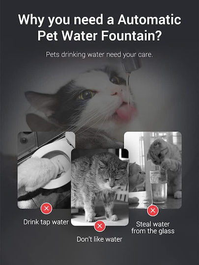 Denik Pets Automat Adăpătoare / Fântână pentru Câine & Pisică 1.8lt 15.5cm în Culoare Alb