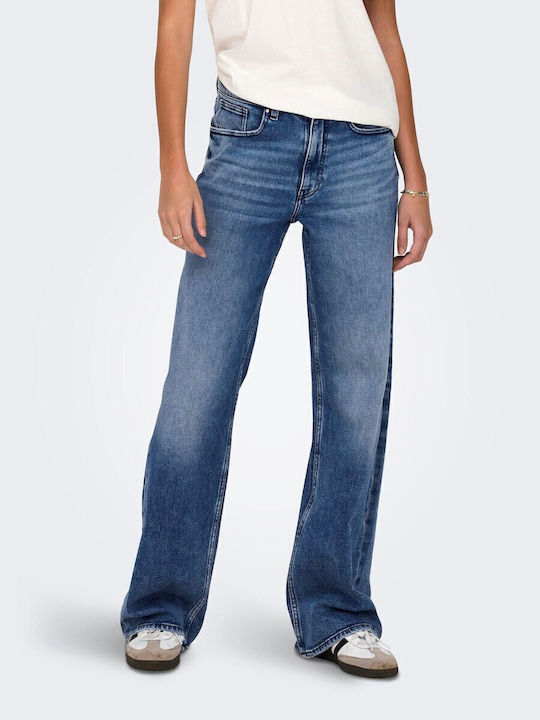 Wide Women's Jean Trousers in Regular Fit Medium Blue Denim