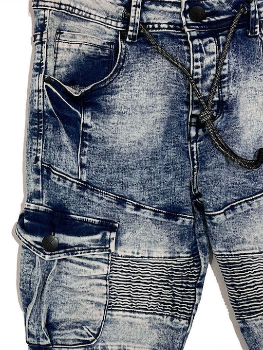 Men's Jeans Pants Cargo Elastic with Slim Fit Blue