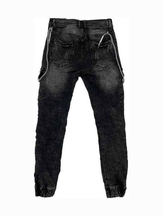 Pantaloni Jeans pentru Bărbați Cargo Elastic cu Croială Slim Negru