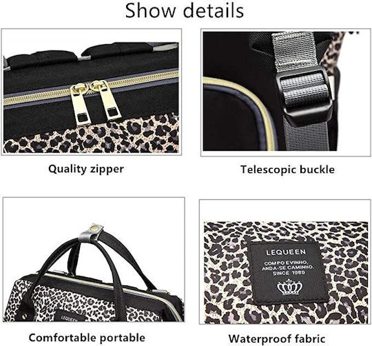 Lequeen Diaper Bag Backpack Black 26x15x41cm