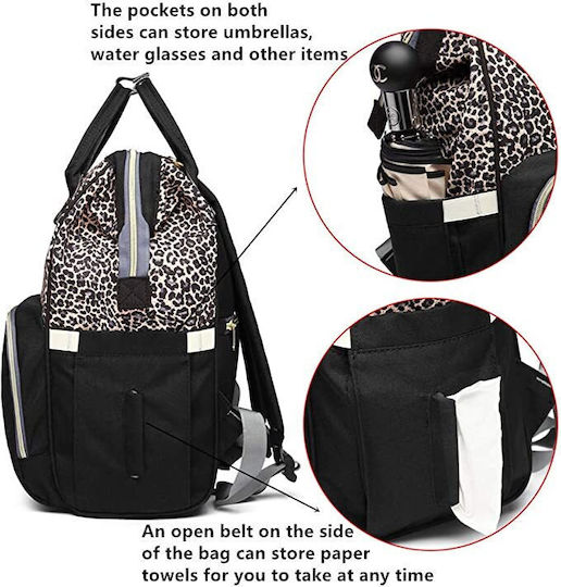 Lequeen Diaper Bag Backpack Black 26x15x41cm