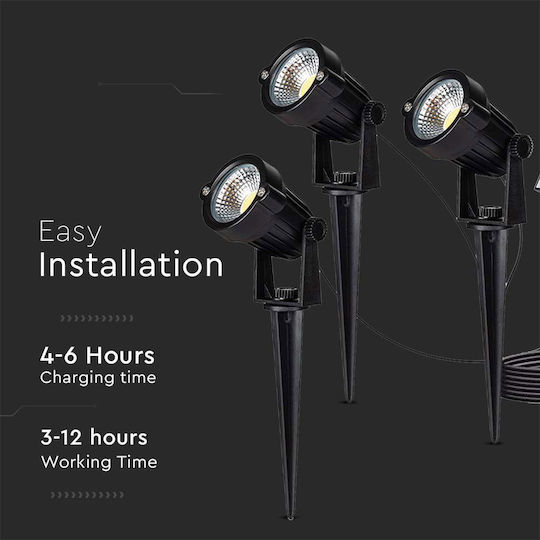 V-TAC Καρφωτό Ηλιακό Φωτιστικό 5W 50lm με Θερμό Λευκό Φως 3000K IP65