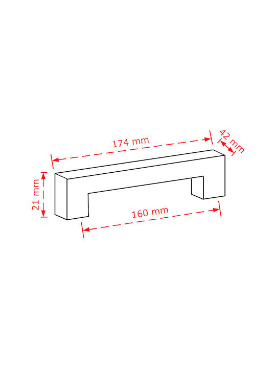 Viobrass Zamak Furniture Handle Silver 174mm (Hole Centers 160mm) 2246