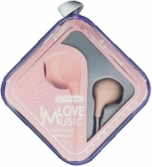EV193 Handsfree cu două căști cu mufă 3.5mm Roz