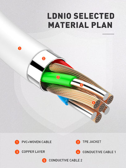 Ldnio USB-C to Lightning Cable 30W White 2m