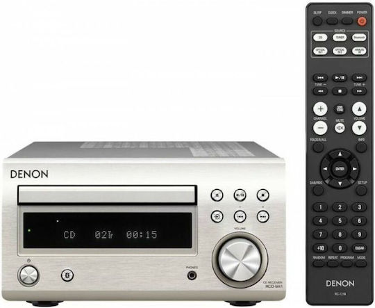 Denon Sistem audio 2 RCD-M41 DAB RCDM41DABSPEK 60W cu CD / Media digitale Player și Bluetooth Argintiu