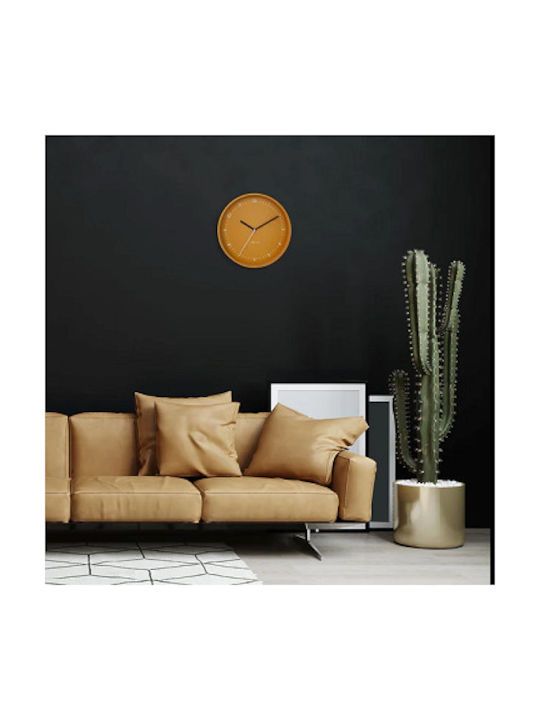 Nextime Leise Wanduhr Metallisch Gelb Ø30cm