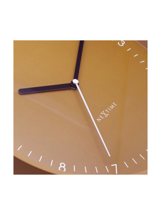 Nextime Leise Wanduhr Metallisch Gelb Ø30cm