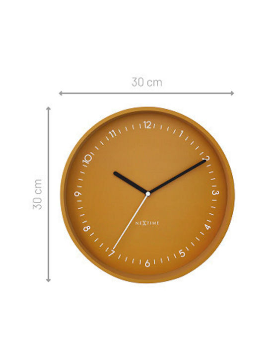 Nextime Leise Wanduhr Metallisch Gelb Ø30cm