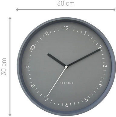 Nextime Αθόρυβο Ρολόι Τοίχου Μεταλλικό Γκρι Ø30cm
