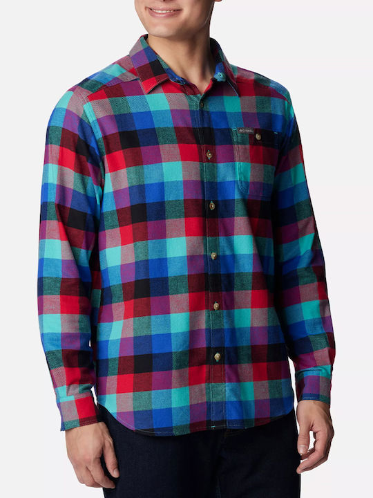 Cornell Woods Long-sleeved Flannel Shirt Checked Blue