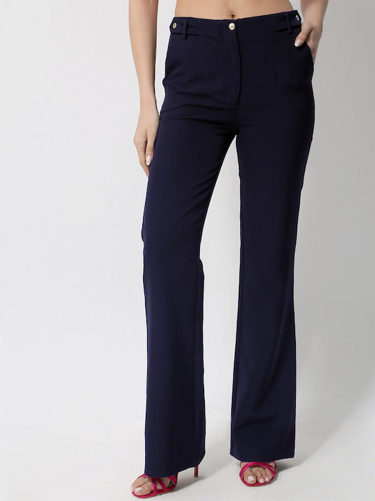 Tresor Women's Fabric Trousers Navy Blue