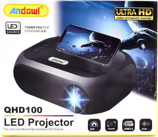 Andowl AUHL-526 Mini Projector LCD Λάμπας LED με Ενσωματωμένα Ηχεία