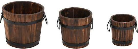 vidaXL Set 3 Jardiniere Din lemn Maro