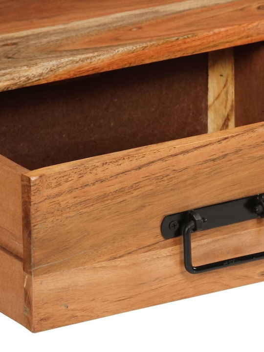 TV Stand Made of Metal and Solid Wood Beige M120xD30xH45cm