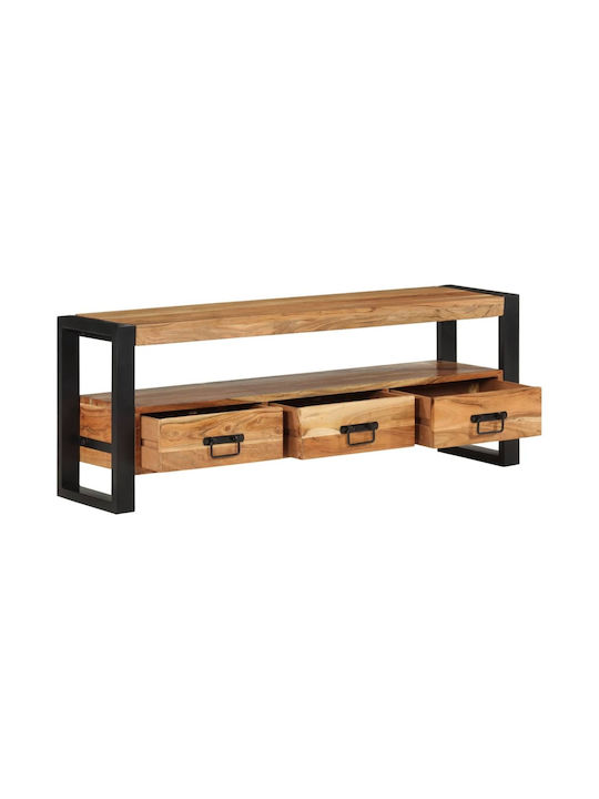 TV Stand Made of Metal and Solid Wood Beige M120xD30xH45cm