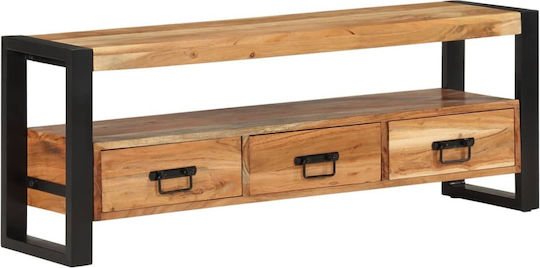 TV-Ständer aus Metall & Massivholz Beiges M120xT30xH45cm