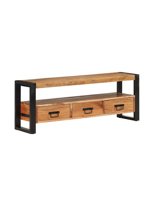 TV Stand Made of Metal and Solid Wood Beige M120xD30xH45cm
