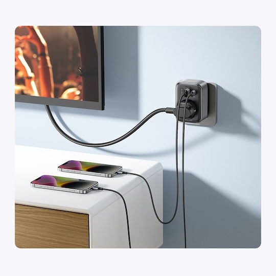 Ugreen Φορτιστής Χωρίς Καλώδιο με 2 Θύρες USB-A και Θύρα USB-C 30W Μαύρος (CD314)