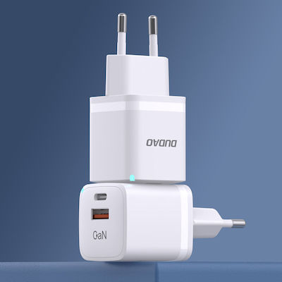 Dudao Ladegerät ohne Kabel GaN mit USB-A Anschluss und USB-C Anschluss 33W Weißs (A13Pro)