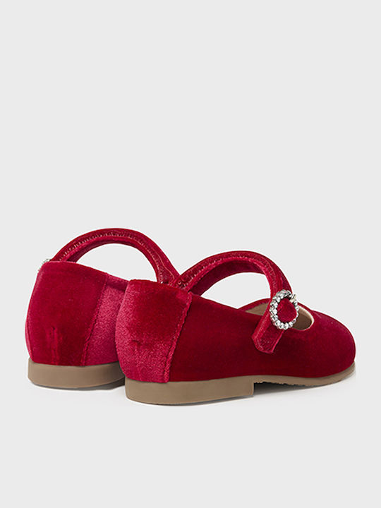 Balerini copii Anatomic cu elastic din piele sintetică Roșii