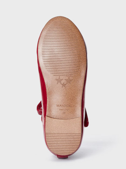 Kids Patent Leather Ballerinas Mercedita with Hoop & Loop Closure Red