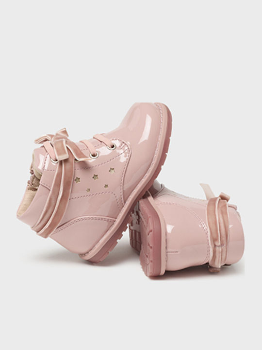 Biker Kids Boots from Patent Leather with Zipper Pink