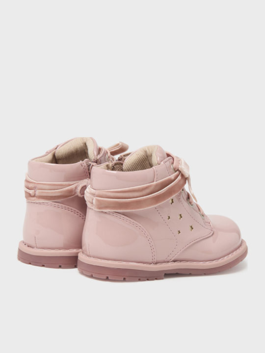 Biker Kids Boots from Patent Leather with Zipper Pink