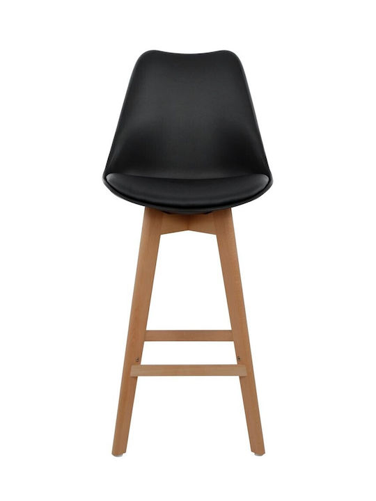 Stool Bar with Backrest made of Polypropylene Fiona Black 4pcs 47.5x57x104.5cm