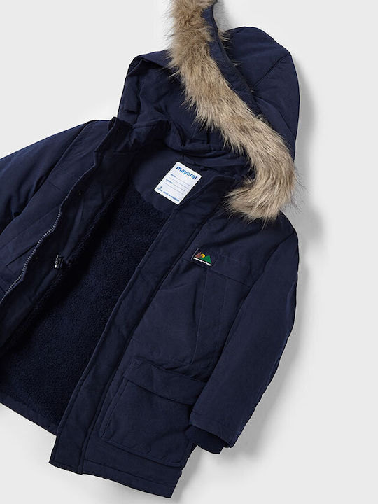 Kids' Parka Long with Hood Navy Blue