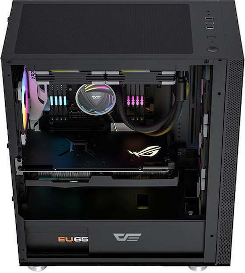 Darkflash DK210 Gaming Full Tower Κουτί Υπολογιστή με Πλαϊνό Παράθυρο και RGB Φωτισμό Graffiti Black
