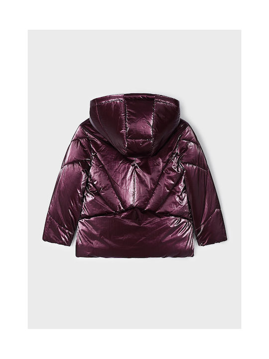 Mayoral Girls Quilted Coat Purple with Lining & Ηood