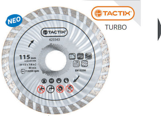 Tactix Δίσκος Κοπής Δομικών Υλικών 115mm