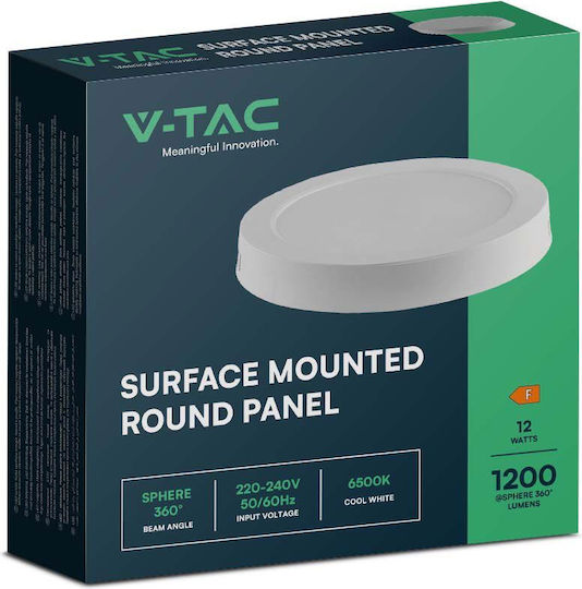 V-TAC Στρογγυλό Εξωτερικό LED Panel 12W με Θερμό Λευκό Φως 3000K 16.74εκ.